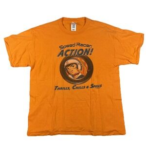 Savvy Orange Speed Racer Cartoon Racer Y2K 2007 TV‎ Show T Shirt